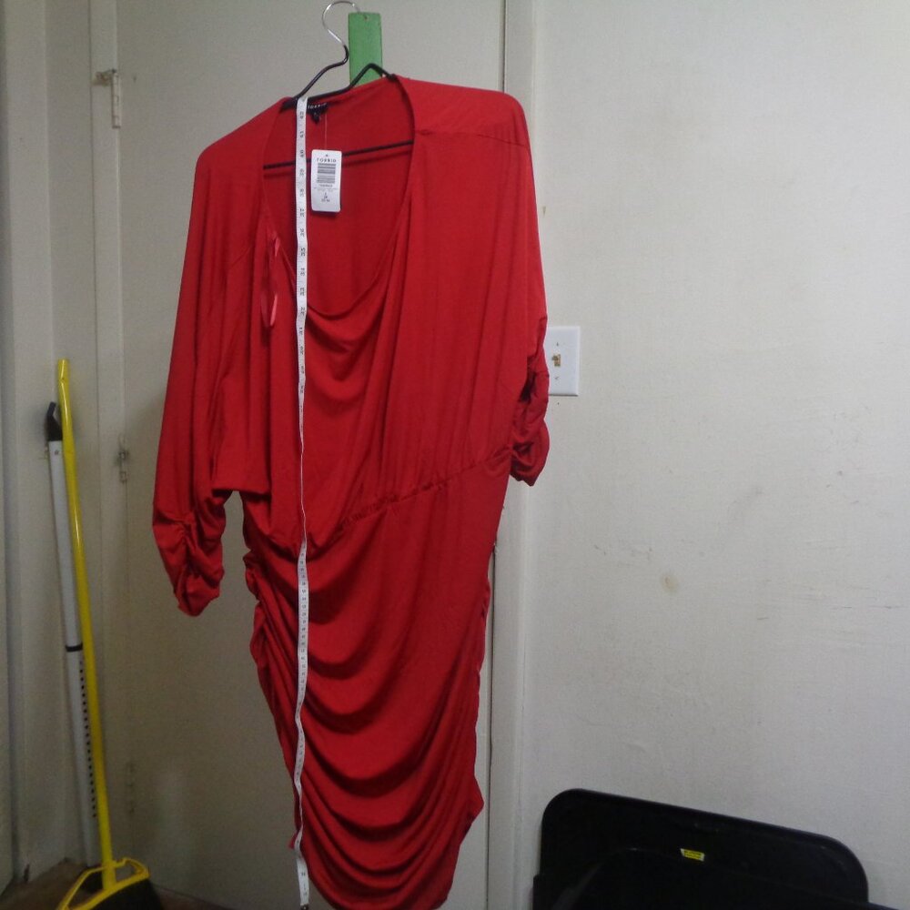 Torrid Sz 22/24 Plus Red midi dress studio shirred dress